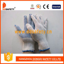 Bleach de algodón con punto azul PVC Dots Gloves Dkp110